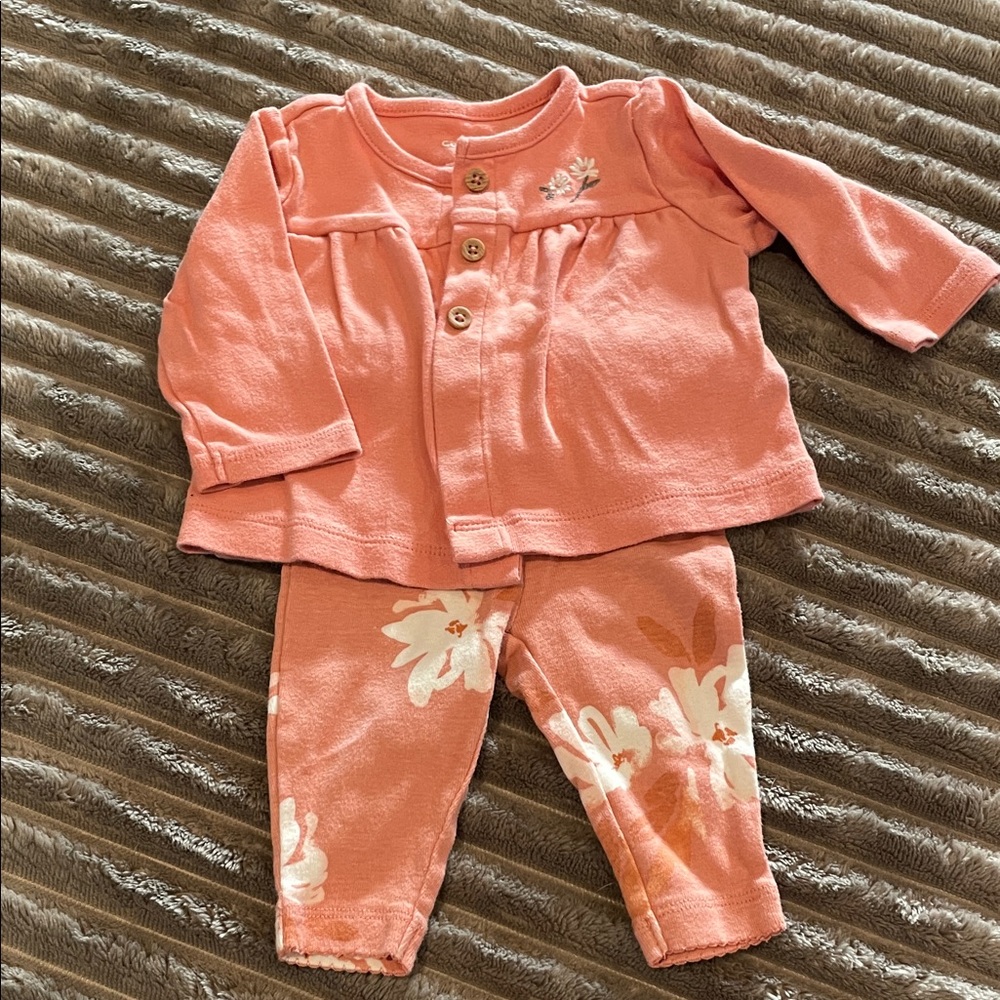 Carter's Coral Pink Floral Two-Piece Set